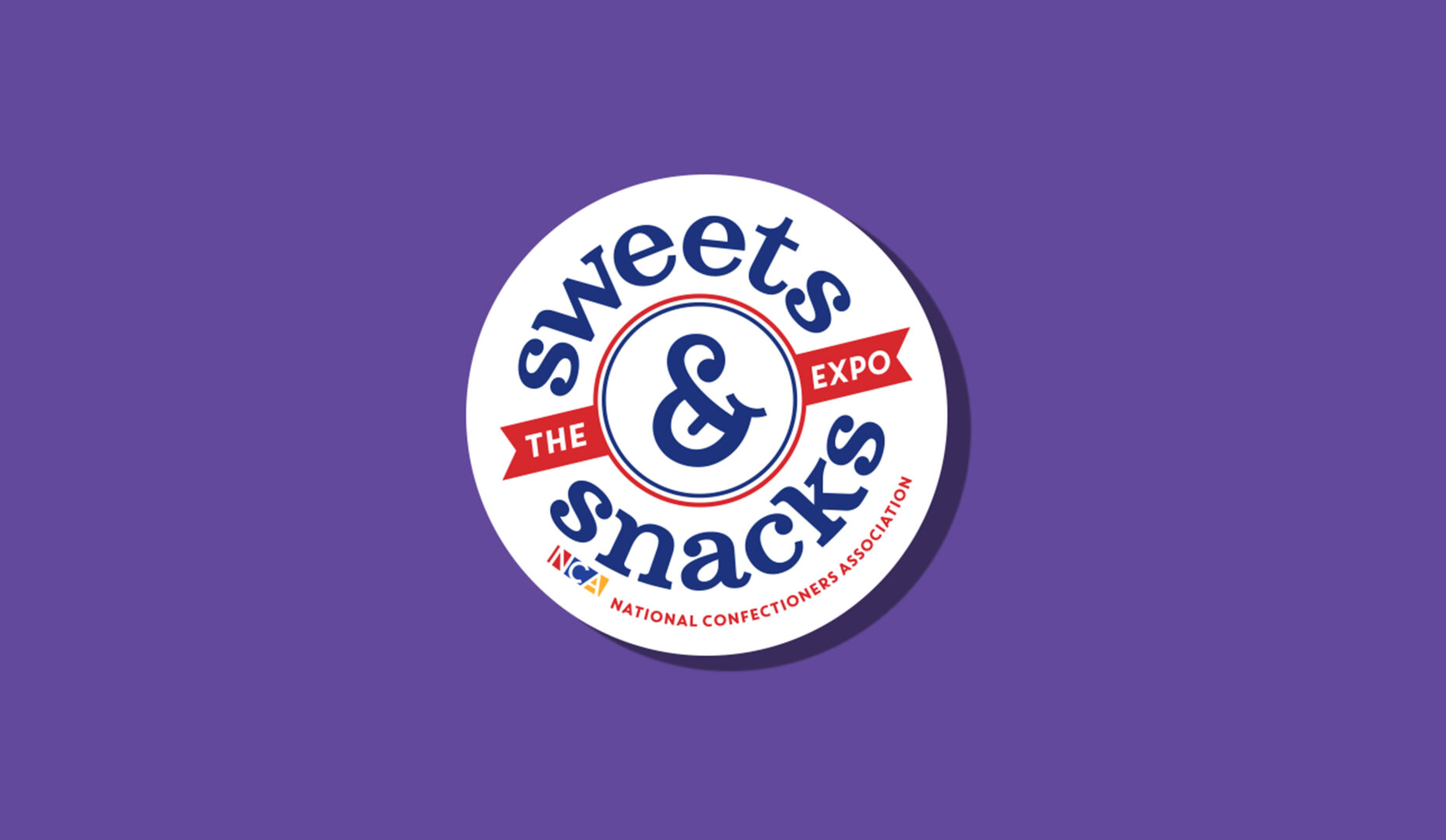 Sweets and Snacks Expo Logo on a purple background