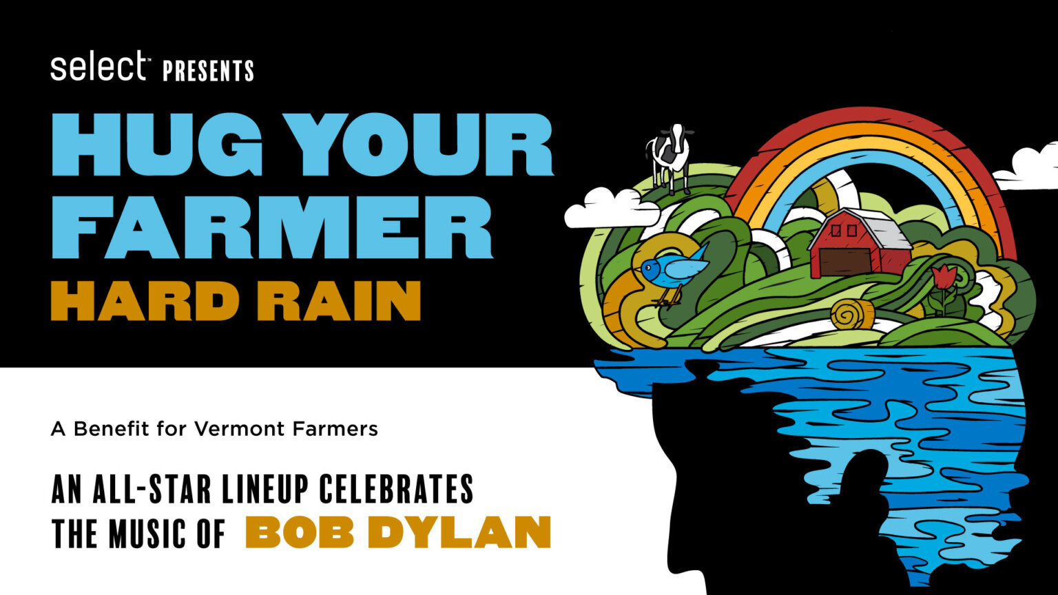 Hug Your Farmer Hard Rain Vermont flood relief fundraiser concert poster in Burlington Vermont